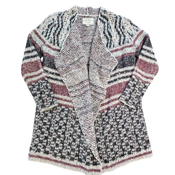 Lucky Brand Womens Open Front Cardigan Sweater Multicolor Knit Boho Style size M - Picture 1 of 7